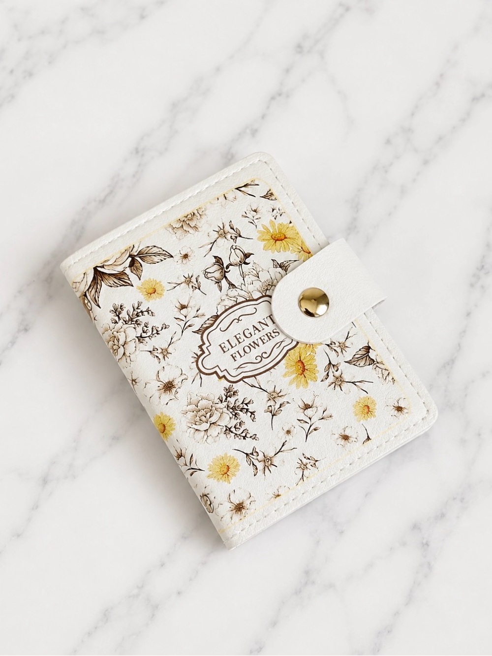 Floral 'Elegant Flowers' White Card Wallet